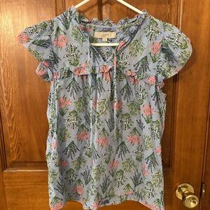LOFT Blue Floral Blouse